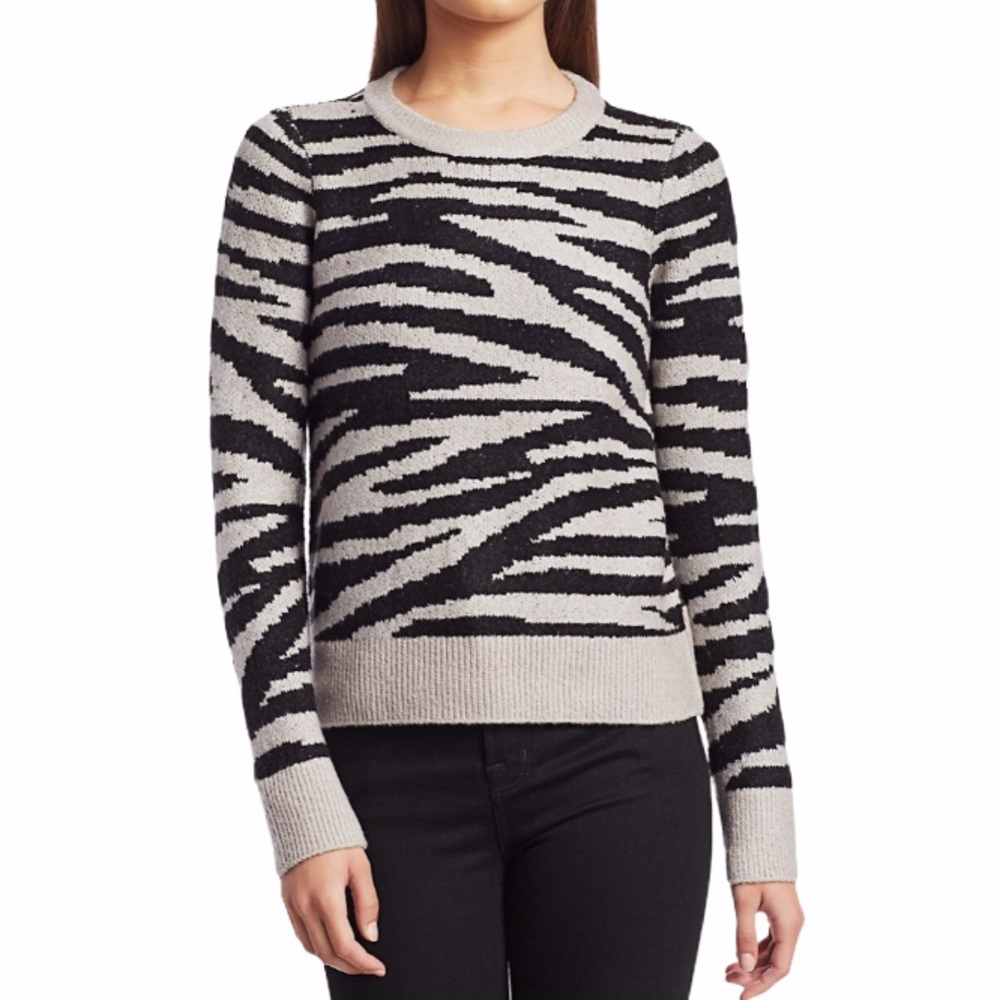 Design History zebra jacquard sweater size M